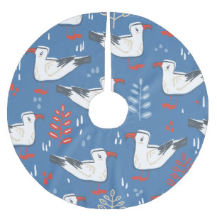 Jupon De Sapin En Polyester Brossé Marche à goélands : motif vintage sans soudure.