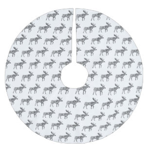 Jupon De Sapin En Polyester Brossé Marche ornementale noir et blanc Moose Silhouette