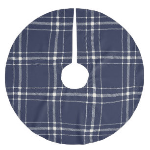 Jupon De Sapin En Polyester Brossé Marine Blue Plaid Foyer Pays Simple Moderne