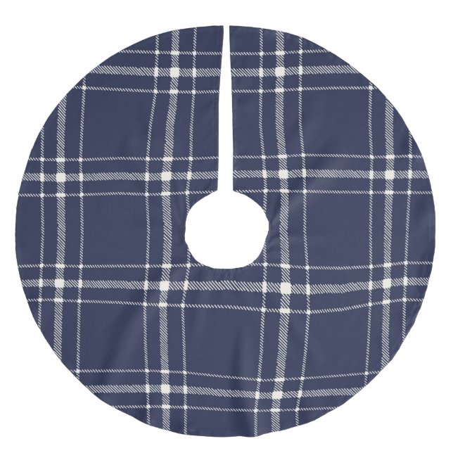 Jupon De Sapin En Polyester Brossé Marine Blue Plaid Foyer Pays Simple Moderne (Devant)