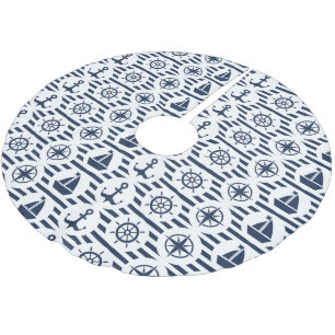 Jupon De Sapin En Polyester Brossé Maritime En Motif Bleu