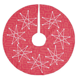 Jupon De Sapin En Polyester Brossé MCM, moderne du milieu du siècle, étoile de Noël a