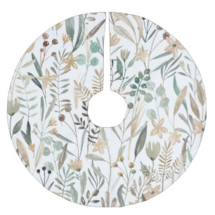 Jupon De Sapin En Polyester Brossé Meadow Fleurs sauvages : Aquarelle Charme.