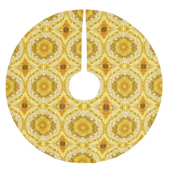 Jupon De Sapin En Polyester Brossé Médaillon en moutarde Motif Batik Jaune Doré (Devant)