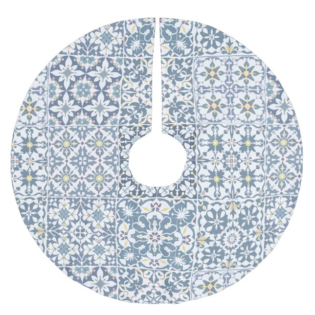 Jupon De Sapin En Polyester Brossé Mediterranean Tiles, Moroccan, Majolica, Azulejo (Devant)