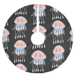 Jupon De Sapin En Polyester Brossé Méduse peinte à la main, motif vintage vibrant.