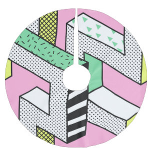 Jupon De Sapin En Polyester Brossé Memphis Abstrait : formes géométriques des années