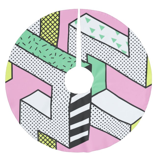 Jupon De Sapin En Polyester Brossé Memphis Abstrait : formes géométriques des années  (Devant)