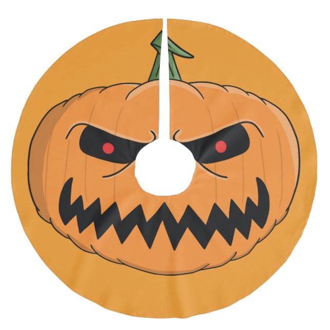 Jupon De Sapin En Polyester Brossé Menacer Jack O'Lantern Halloween (Devant)