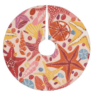Jupon De Sapin En Polyester Brossé Mer d'été scandinave : Starfish Motif
