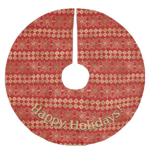 Jupon De Sapin En Polyester Brossé Message personnalisable avec motif or et rouge mod
