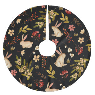 Jupon De Sapin En Polyester Brossé Mignons lapins : Motif à main aquarelle