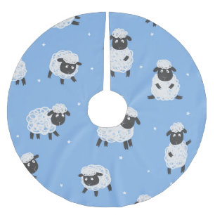 Jupon De Sapin En Polyester Brossé Mignons moutons blancs : agneaux vintages.