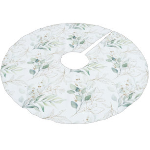 Jupon De Sapin En Polyester Brossé Mint Green Pastel Floral Greenery Motif