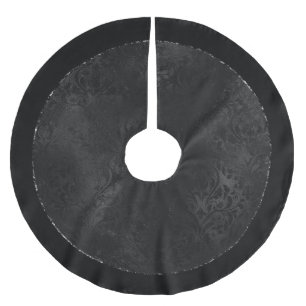 Jupon De Sapin En Polyester Brossé Minuit Onyx Romance Black Satiny Grunge Damask