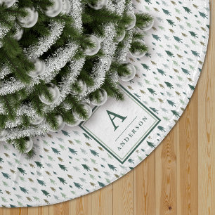 Jupon De Sapin En Polyester Brossé Minuscules arbres   Monogramme