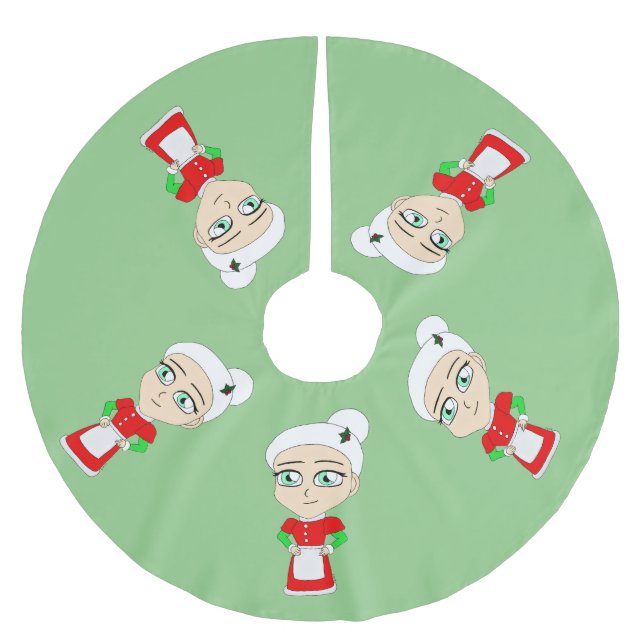 Jupon De Sapin En Polyester Brossé Mme Claus chibi (Devant)