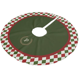 Jupon De Sapin En Polyester Brossé Modèle de Jacquard de Monogramme rouge vert
