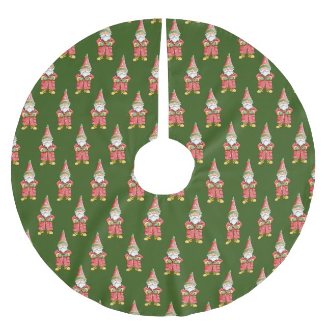 Jupon De Sapin En Polyester Brossé Modèle de lutins de Noël (Devant)