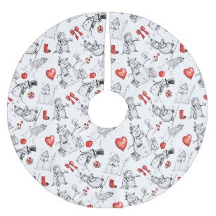 Jupon De Sapin En Polyester Brossé Modèle d'icônes de bonhomme de neige festif et de 