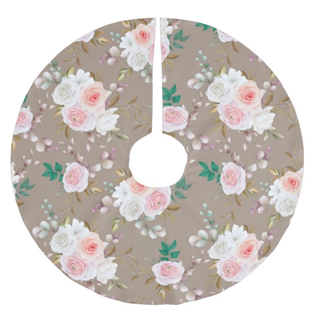 Jupon De Sapin En Polyester Brossé Modèle floral classique (Devant)
