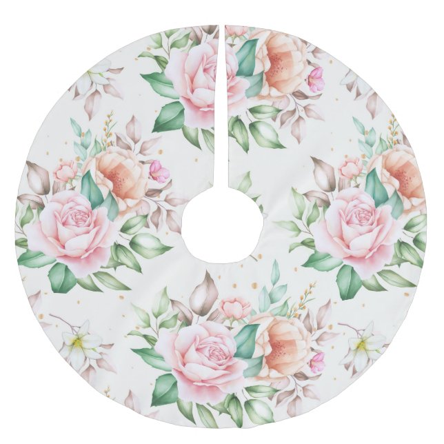 Jupon De Sapin En Polyester Brossé Modèle floral classique (Devant)