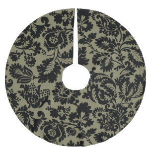 Jupon De Sapin En Polyester Brossé Modèle floral vénitien noir et blanc de William Mo