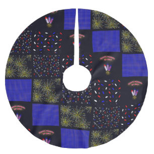 Jupon De Sapin En Polyester Brossé Modèle patchwork du 4 juillet - 4 juillet