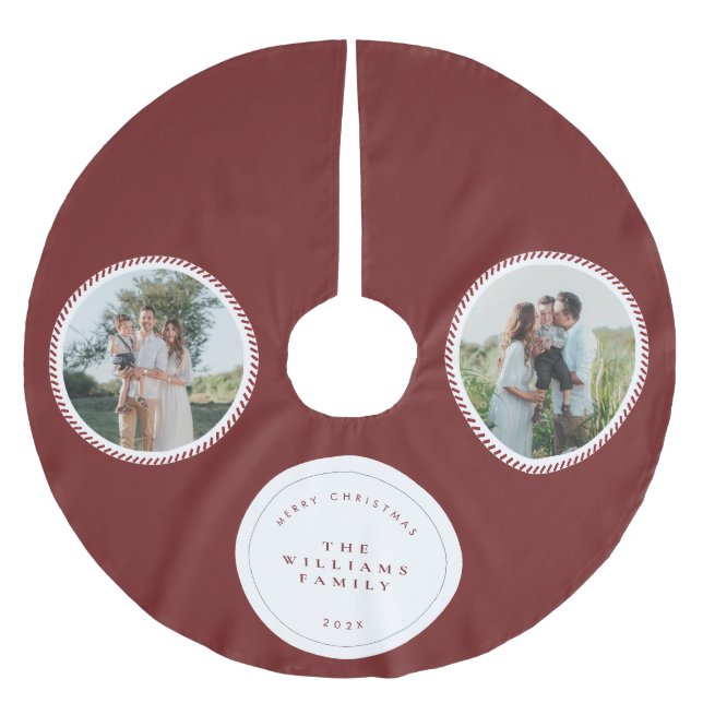 Jupon De Sapin En Polyester Brossé Modern Classic Christmas Photo Elegant  (Devant)