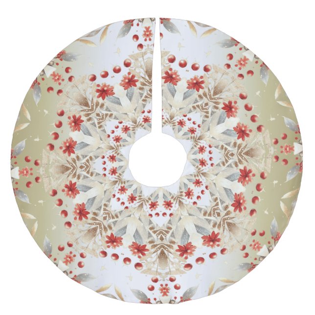 Jupon De Sapin En Polyester Brossé Modern Holiday Flowers Tree Skirt (Devant)