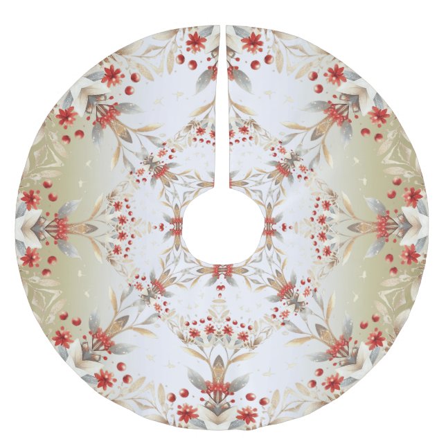 Jupon De Sapin En Polyester Brossé Modern Holiday Flowers Tree Skirt (Devant)