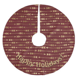 Jupon De Sapin En Polyester Brossé Moderne flèches dorées et bordeaux Motif Ajouter u