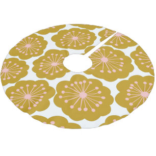 Jupon De Sapin En Polyester Brossé Moderne floral de milieu de siècle motif fleur mou