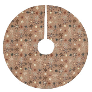 Jupon De Sapin En Polyester Brossé Moderne Starburst Print, Café Brown et beige
