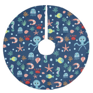 Jupon De Sapin En Polyester Brossé Monde marin