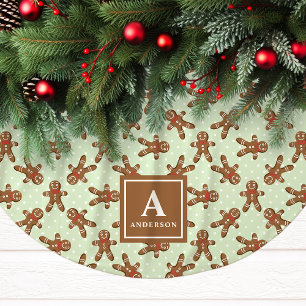 Jupon De Sapin En Polyester Brossé Monogramme Bonhomme en Pain d'Épice Vert Menthe No