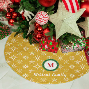 Jupon De Sapin En Polyester Brossé Monogramme de couronne Votre nom Flèche de neige d