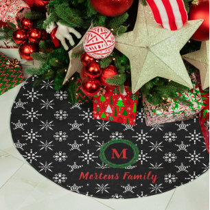 Jupon De Sapin En Polyester Brossé Monogramme de couronne Votre nom Flèche de neige n