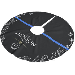 Jupon De Sapin En Polyester Brossé Monogramme de la police  Noël de la Ligne Bleue Mi