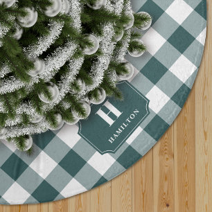 Jupon De Sapin En Polyester Brossé Monogramme de l'épicéa vert et blanc du bison plaq