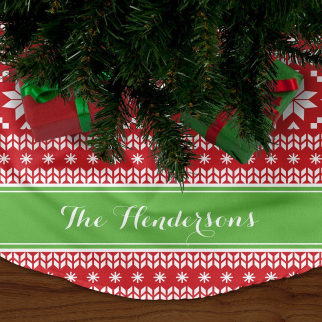 Jupon De Sapin En Polyester Brossé Monogramme de l'île Green et Red Fair (Créateur téléchargé)