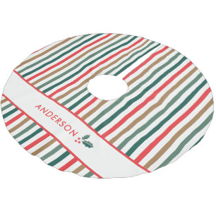 Jupon De Sapin En Polyester Brossé Monogramme de nom à rayures colorées
