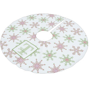 Jupon De Sapin En Polyester Brossé Monogramme de vacances moderne coloré en flocon de