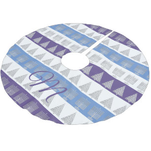 Jupon De Sapin En Polyester Brossé Monogramme facultatif de rayures argentées de