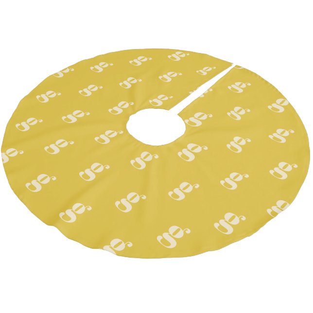 Jupon De Sapin En Polyester Brossé Monogramme Moderne Lettre Initiale Jaune Crème Pas (Angle)