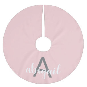 Jupon De Sapin En Polyester Brossé Monogramme Moderne Rose Fardé