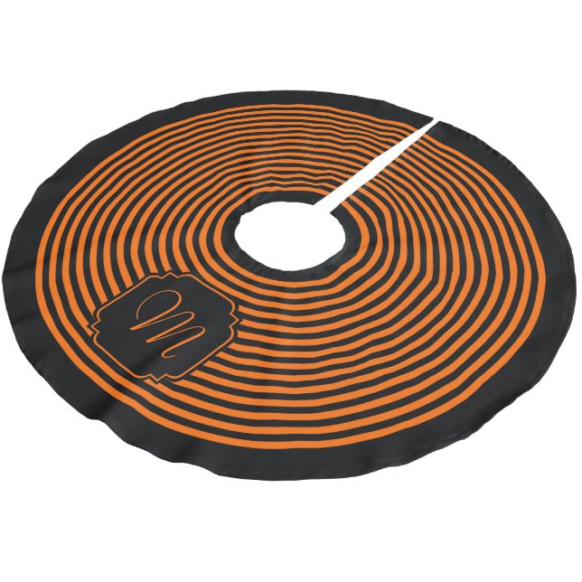 Jupon De Sapin En Polyester Brossé Monogramme noir et rayé orange (Angle)
