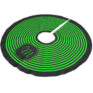 Jupon De Sapin En Polyester Brossé Monogramme noir et vert citron rayé