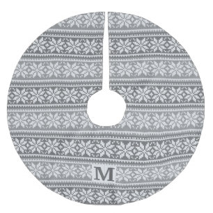 Jupon De Sapin En Polyester Brossé Monogramme Nordic Faux Knit Sweater Gris
