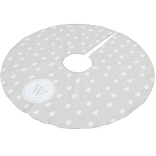Jupon De Sapin En Polyester Brossé Monogramme personnalisé blanc/ivoire d'hiver